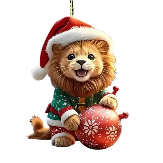 2D Acrylic Christmas Ornament Cute Flat Polar Bear/Octopus/Parrot Animal Car Rear View Mirror Charm Auto Interior Accessories for Window Wall