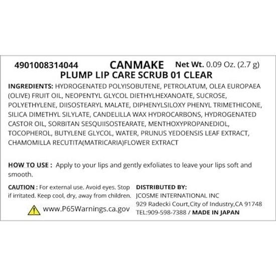 Canmake Moisturizing Plump Lip Care Scrub 01 1 piece (x 1)