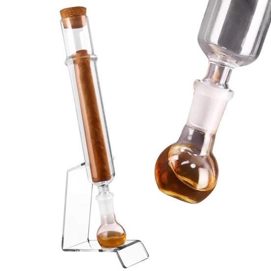 1 Set Cigars Aromatherapy Glass Tube Transparent Tube with Wooden Stopper And Spherical Base DIY Humidor Aromatherapy Conservation Tube Gift for Dad