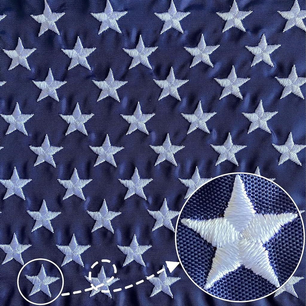 Embroidered Stars Boat Flag 12x18 Inch - American Boat Flag Kit with 4 Clips Heavy Duty Nylon Sewn Stripes US Pontoon Boat Marine Flags Banner with 2