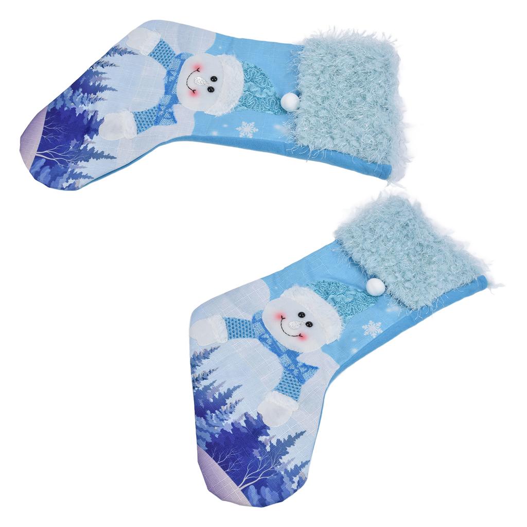 Cute Hanging Christmas Sock Luminous Candies Bag Gift Stocking with Hook for FestivalSnowman Type
