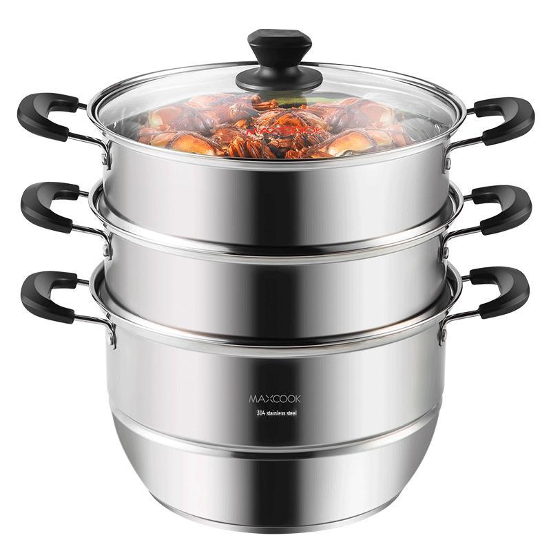 MAXCOOK 304 Stainless Steel Steamer Pot 34CM