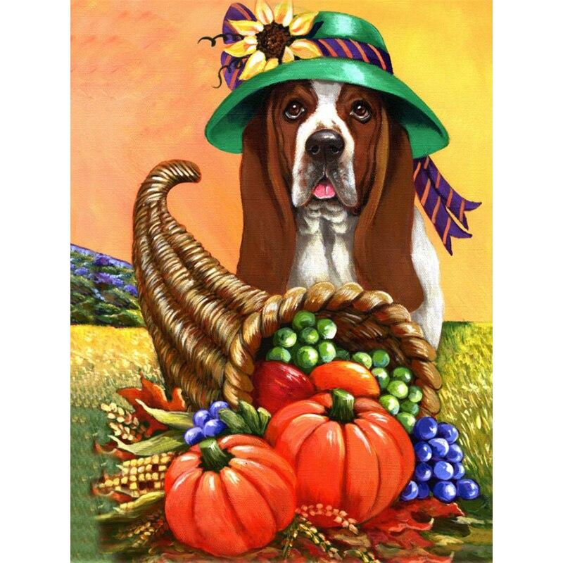 New 5D DIY Diamond Painting Dog Diamond Embroidery Animal Cross Stitch Full Round Drill Home Decor Manual Halloween Gift