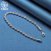 925 Sterling Silber 4 mm Wasserwellen-Kettenarmband-Schmuck