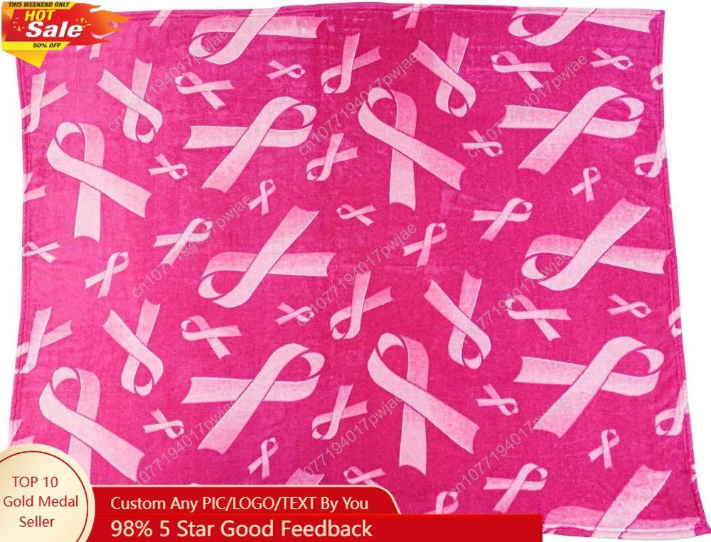 Pink Ribbon Pink Breast Cancer Awareness Support Super Soft Throw Blanket Throw Blanket for Bedroom Custom blankets 75X95CM