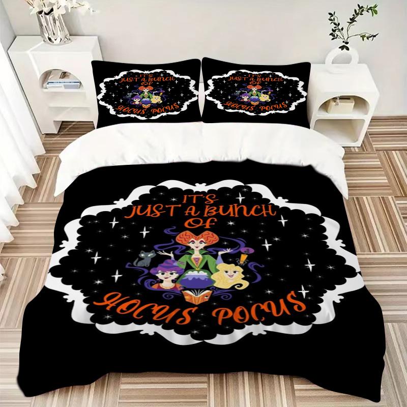 Hocus Pocus Halloween Magic Print 3Pcs Bedding Setduvet Cover With 2 Bedropillowcase Home Birthday Gift