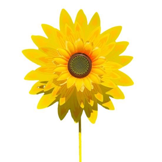Sunflower Pinwheel 3-Tier Sunflower Garden Wind Spinner Ground Insert Yard Decor Windmill for Patio Lawn Decoration