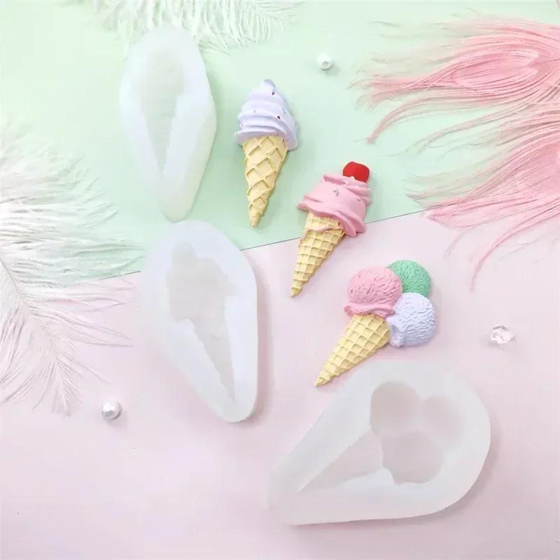 Silicone Ice Cream Cone Modeling  Chocolate Fondant Cake Mold  Decorative Mold DIY Dessert Birthday Cake Biscuit Baking Molds
