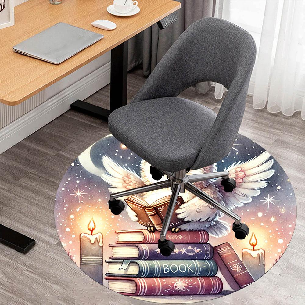 

1pc Owl Book Round Chair mat Area Rug - Non-Slip, Floor Mat for Office, Bedroom, and Indoor Decor -1002069 80cm by 80cm