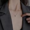 925 Sterling Silver Clavicle Chain Zircon Circle Charm Necklace Pendant for Women Wedding Girls  Jewelry Accessories Dz350