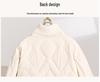 Women's Diamond Quilted V-Neck Down Jacket - White Petite Lightweight Outerwear, Short Autumn/Winter 2024 Fashion.