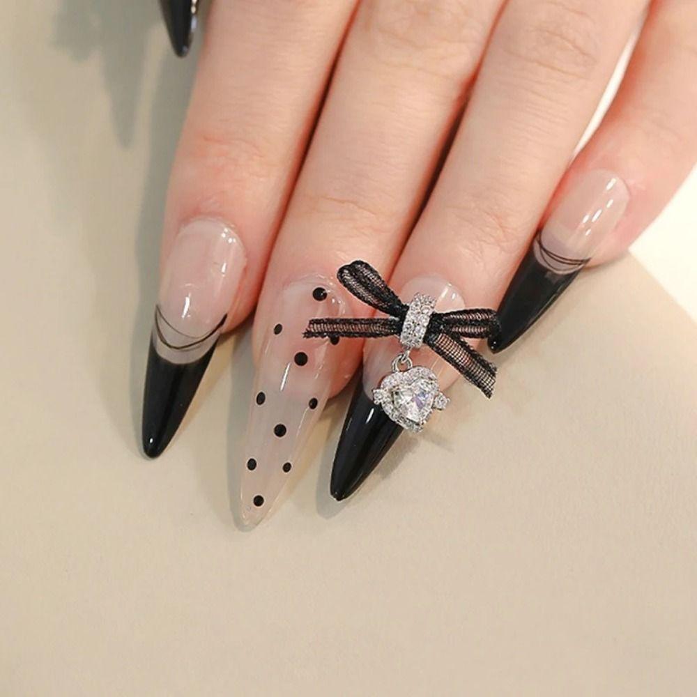 1 PCS Organza Bow Zircon Nail Art Accessories Lace Bow Love Nail Decorations  Nail Salon