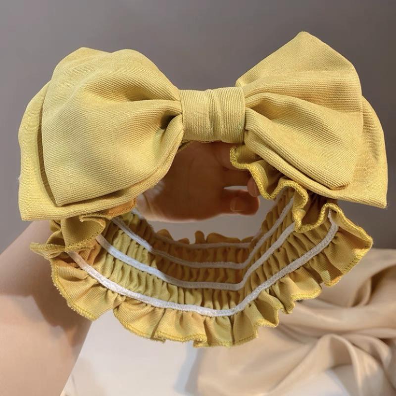 Thin Wide Edge Double Layer Bow Lace Headband Lightweight Hair Accessory for Women Makeup Facial Treatment