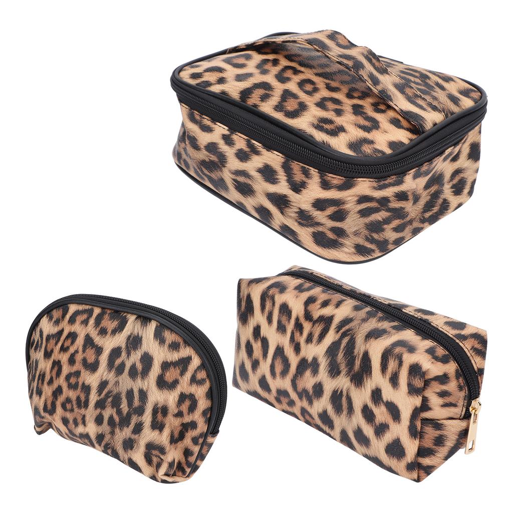 3 szt. Kosmetyczka do przechowywania makijażu PU Skóra Wodoodporna Zapinana na zamek Błyskawiczny Zestaw Saszetek Podróżnych na Produkty Toaletowe
