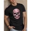 European Sizes Men's Short-Sleeve Summer T-Shirt Featuring a Sparkling Skull Design