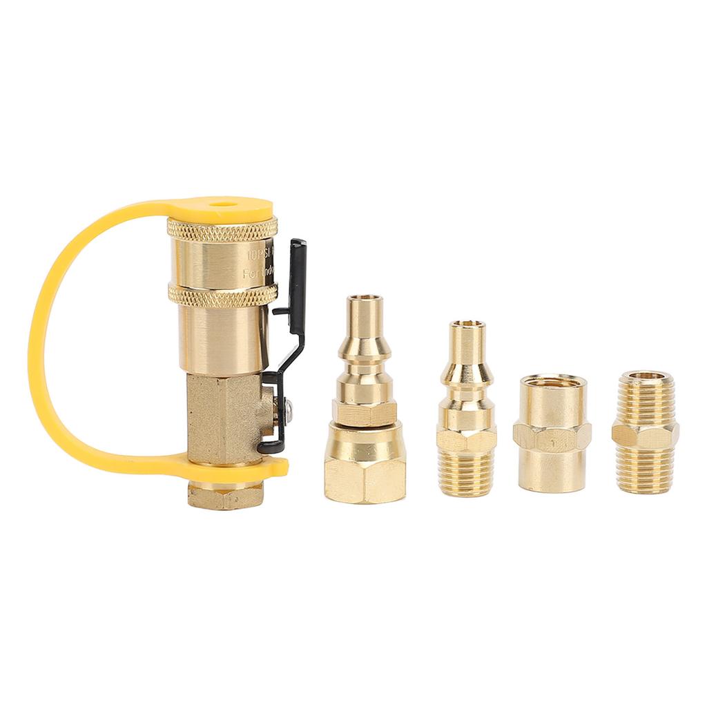 6PCS RV Quick Connect Adapter Fittings 1 4in Brass Shutoff Valve Kit for Trailers Motorhome Camping Vehicle