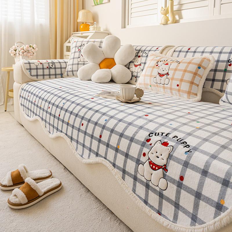 

1Pcs Irregular Design Winter Warm Sofa Mat Anti Slip Furniture Protector Modern Comfort Living Room Cover 1seat 70x70cm-1pcs сірий