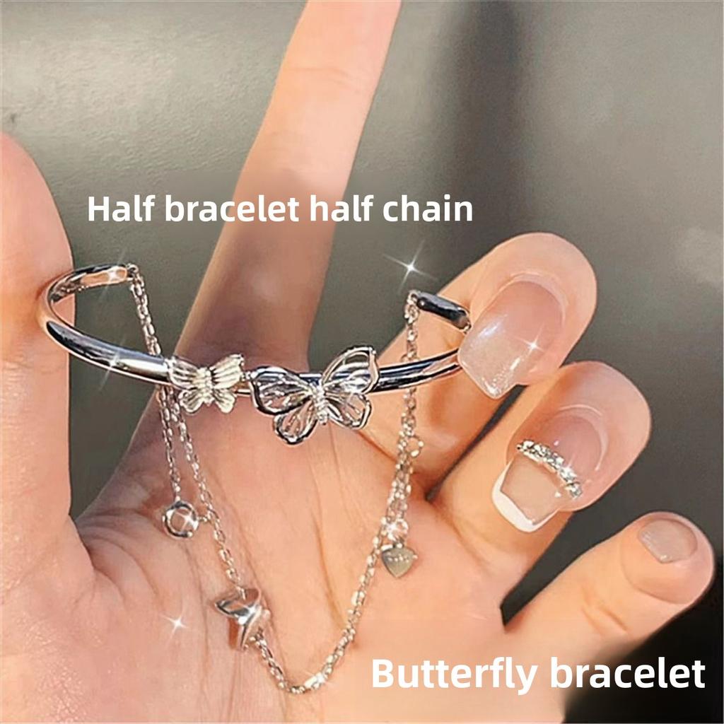 925 Silver Double Love Heart Hollow Beads Bracelet Adjustable Romantic Jewelry Gift for Women Fashion Classic