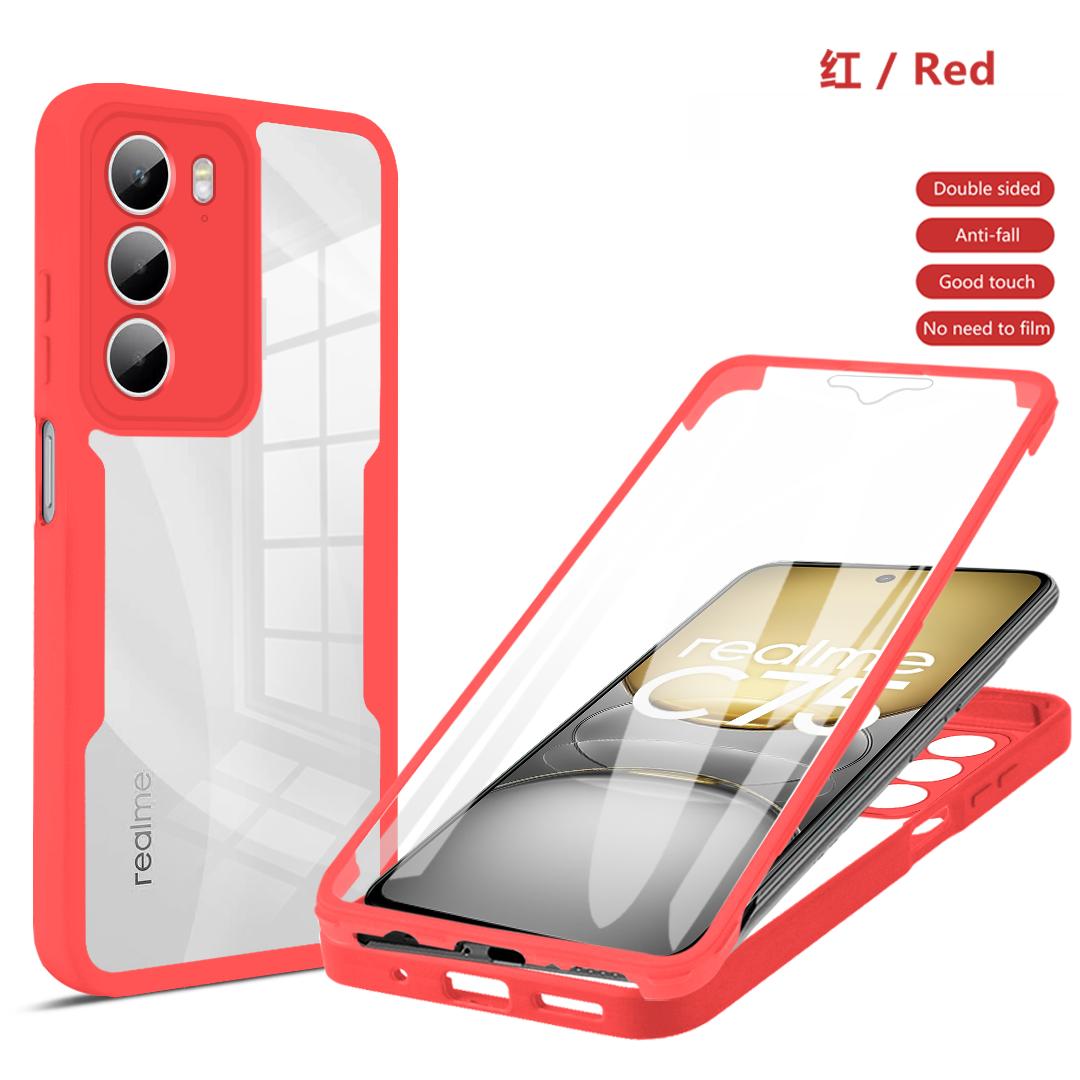 

Противоударный чехол с полной защитой корпуса для Realme C75 4G Realme 14x 5G Защитная крышка Защитная пленка для экрана Fundas Coque Capa Realme C75 4G красный