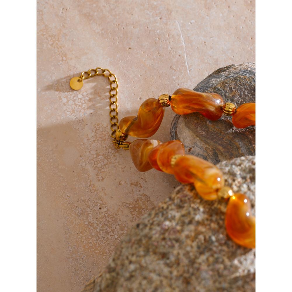 Eetit 76+6cm Acrylic Plastic Beads Chain Sunflower Pendant Long Necklace Stainless Steel Handmade Charm Jewelry Wholesale 2025