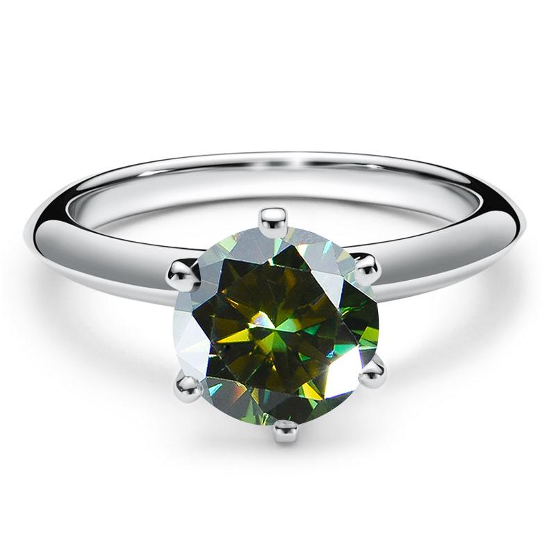 Solid 925 Sterling Silver Ring with 1 Carat 6.5mm  Real Moissanite  for Women Wedding Engagement Fine Jewelry Gifts