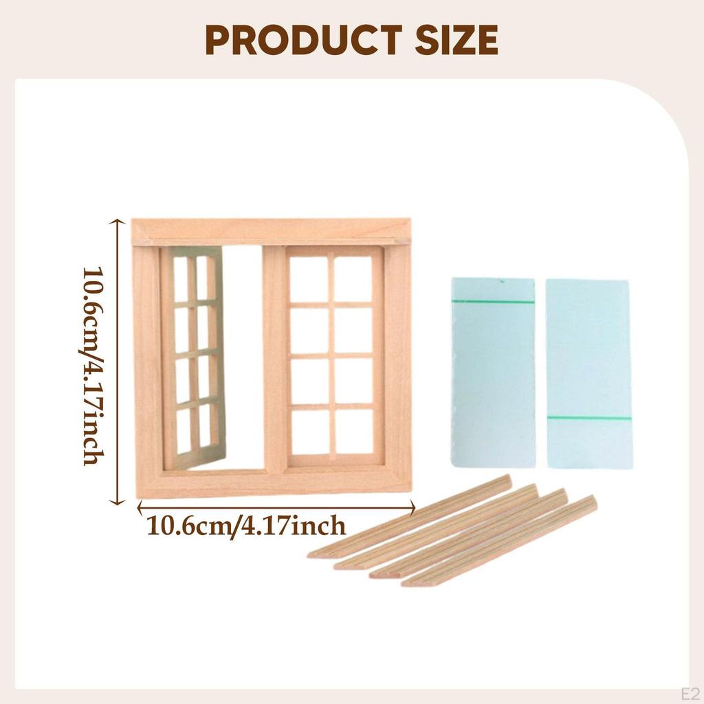 1/12 Dollhouse Window Micro Scene Accessories Prop Blank 16 Grid Double Door Doll House Decors for