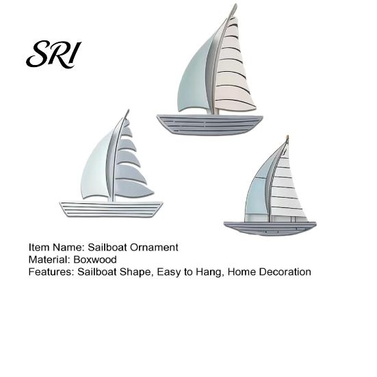 Coastal Wall Hanging 3Pcs/Set Wooden Sailboat Art Nautical Sailing Ship Beach Lake House Decoration Living Room Bathroom Theme Decor Solid Wood