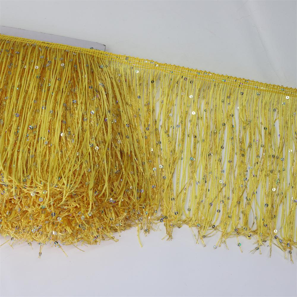 20Cm Wide Sequin Double-Wire Encrypted Nylon Row Beard Fringed Lace Latin Dance Clothing Accessories