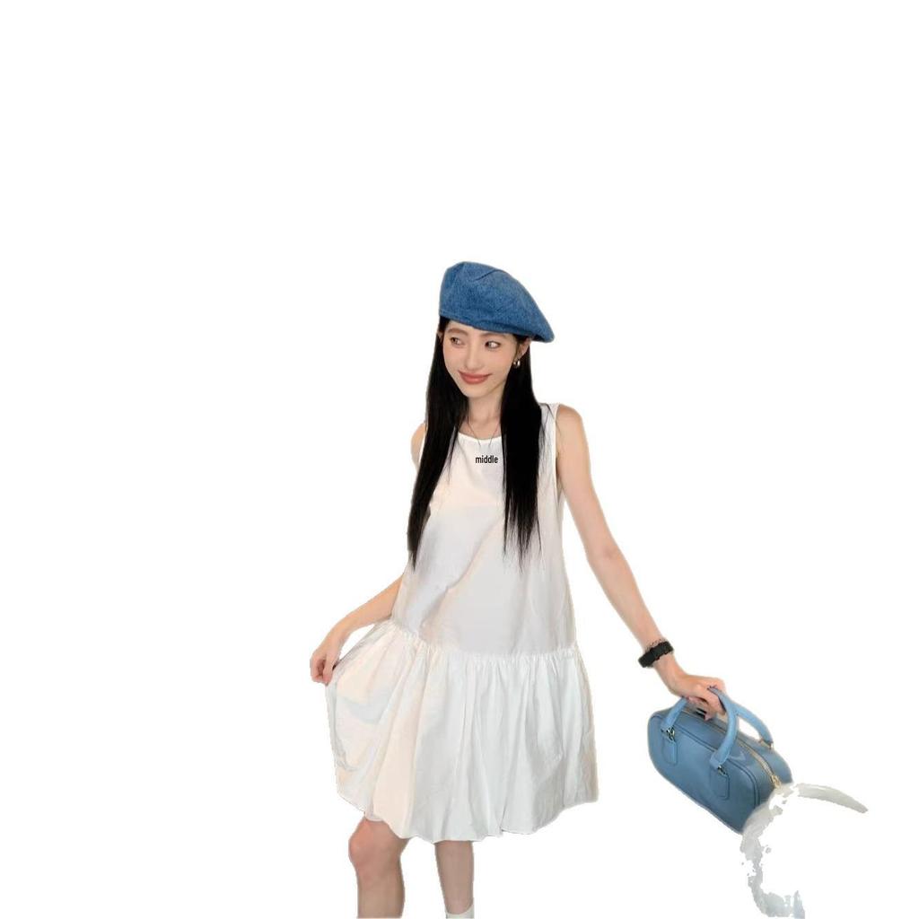 Petite Women's Elegant Summer Dress with Lining & Zipper - Loose, Bud-Shaped Short Skirt