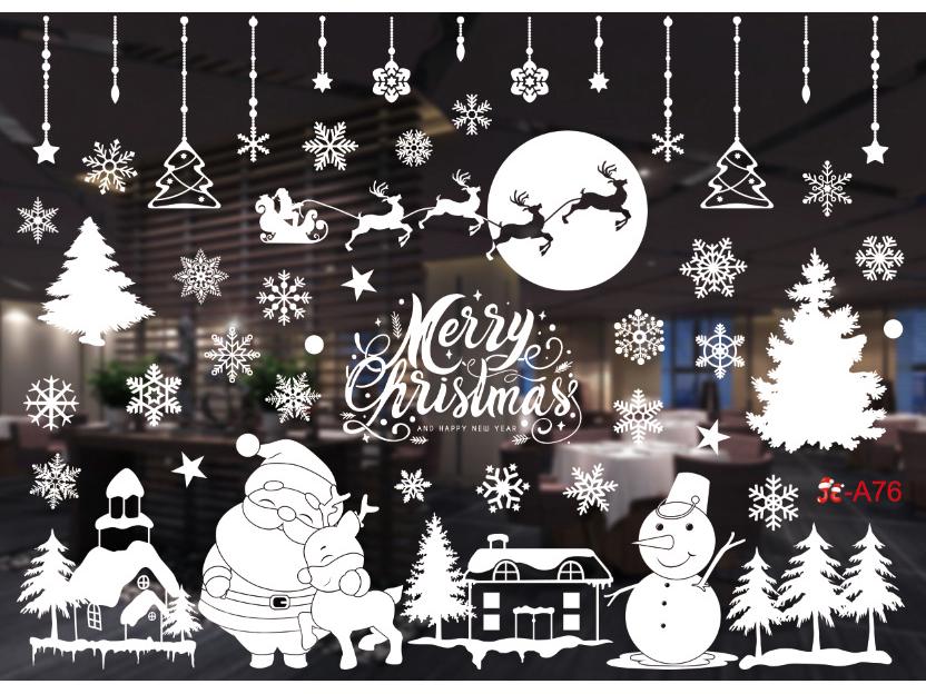 

Christmas Static Cling Ornament Set: Snowman, Train, Candy, Reindeer, Tree, and Snowflake Decals