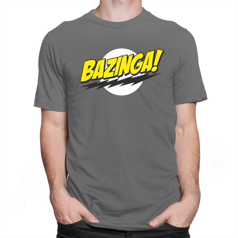 The Big Bang Theory Bazinga T Shirt Men 100% Cotton Handsome Sheldon Cooper T-Shirt Geek Tbbt Tee Tops Merch Gift
