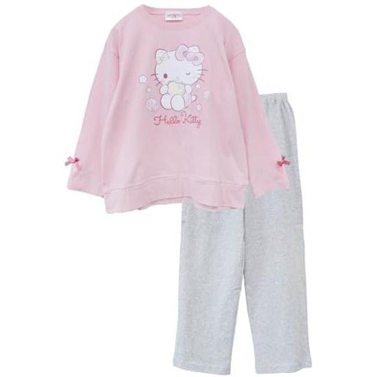 Kaitakufamily WEB exclusive Sanrio Characters Kitty Kids Pajamas Loungewear Long Sleeve 100 Cotton Spring Autumn (120cm Red (Kitty))