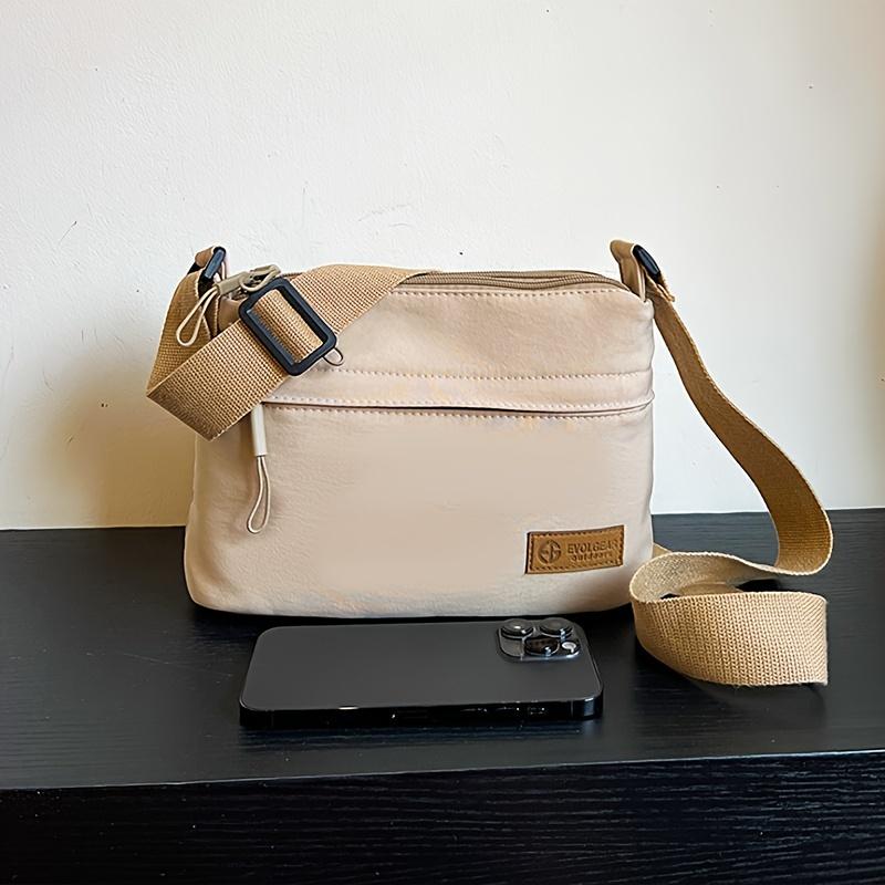 Nylon Square Messenger Bag - Lightweight, Fashionable, Multi-Layer Large Capacity with Adjustable Strap, Anti-Theft Travel Shoulder Bag in