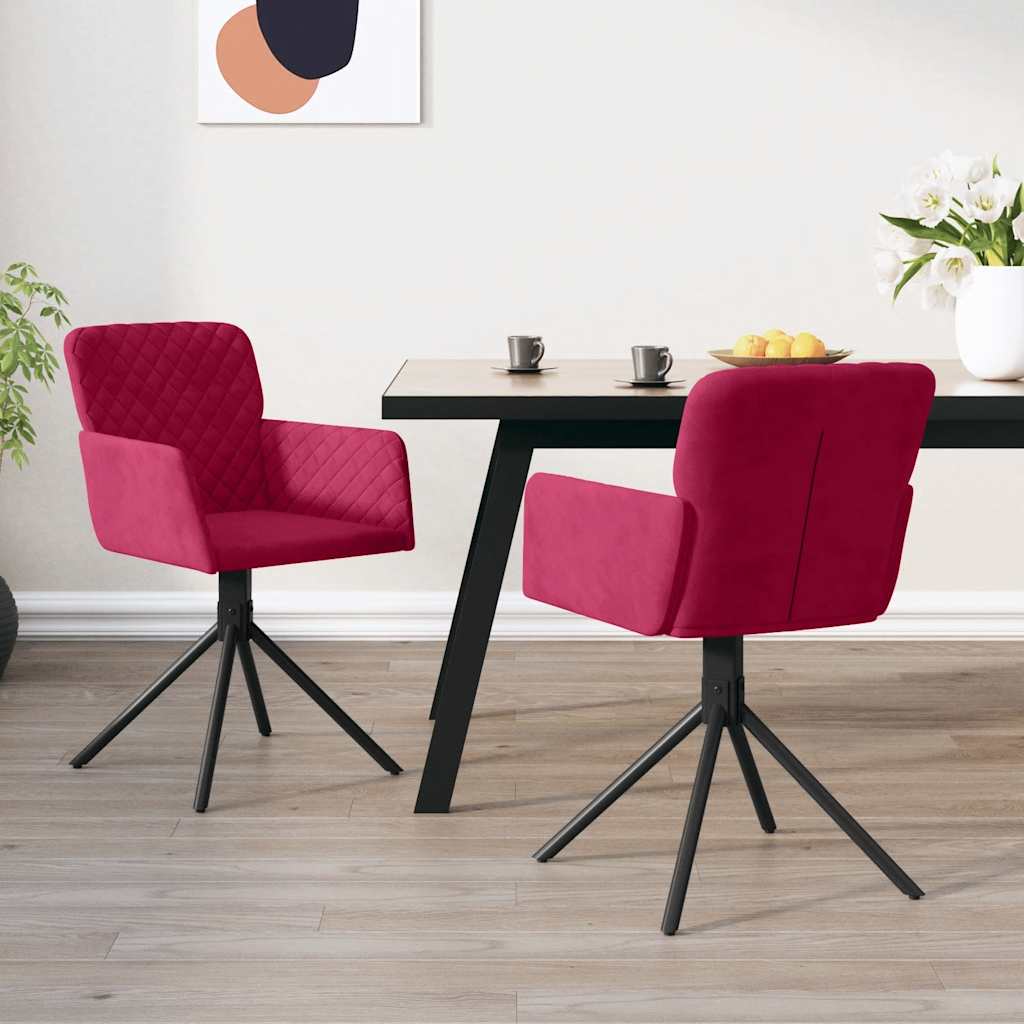 Dining Room Chairs 2 Pcs Swivel Burgundy Velvet