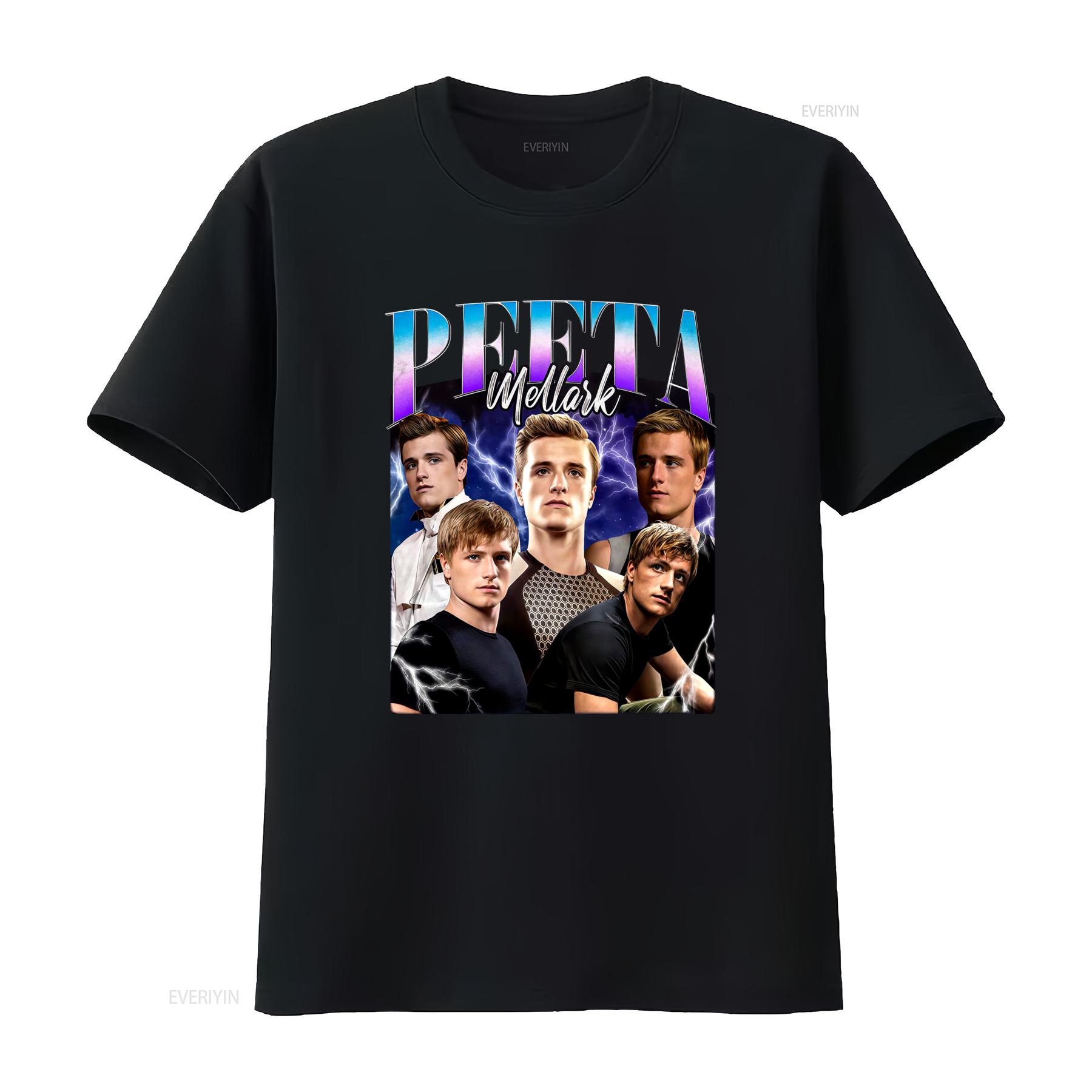 

Peeta Mellark The Hunger Games Vintage T Shirt Movie Bootleg Rap Josh Hutcherson Fashion vintage Washed homme 4XL