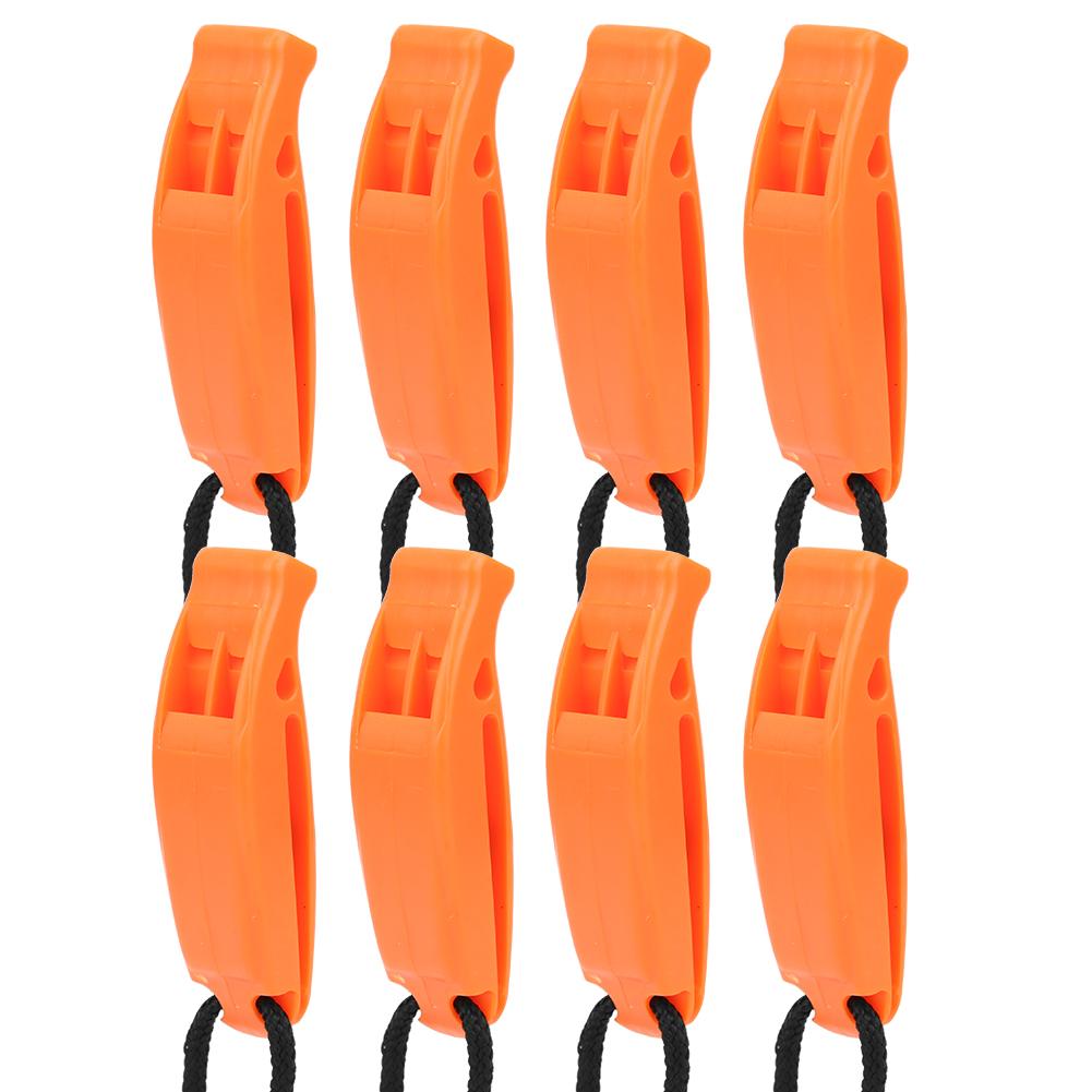 8PCS KS 923 Plastic Water Sports Emergency Survival Outdoor Double Frequency Multifunction Whistle AccessoryOrange