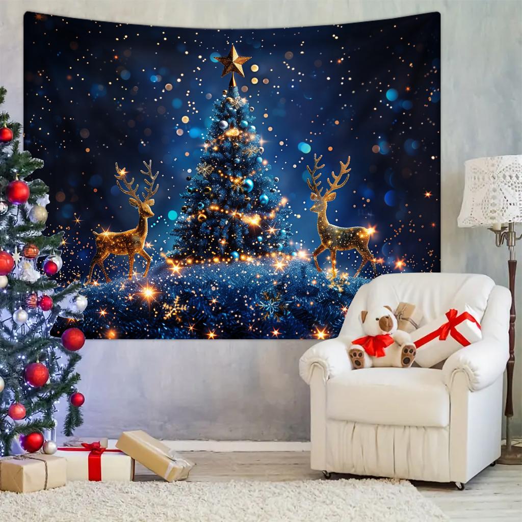 1pc Merry Christmas Tapestry, Happy New Year Blessings Poster Decoration Background Wall Hanging Decoration Tapestry