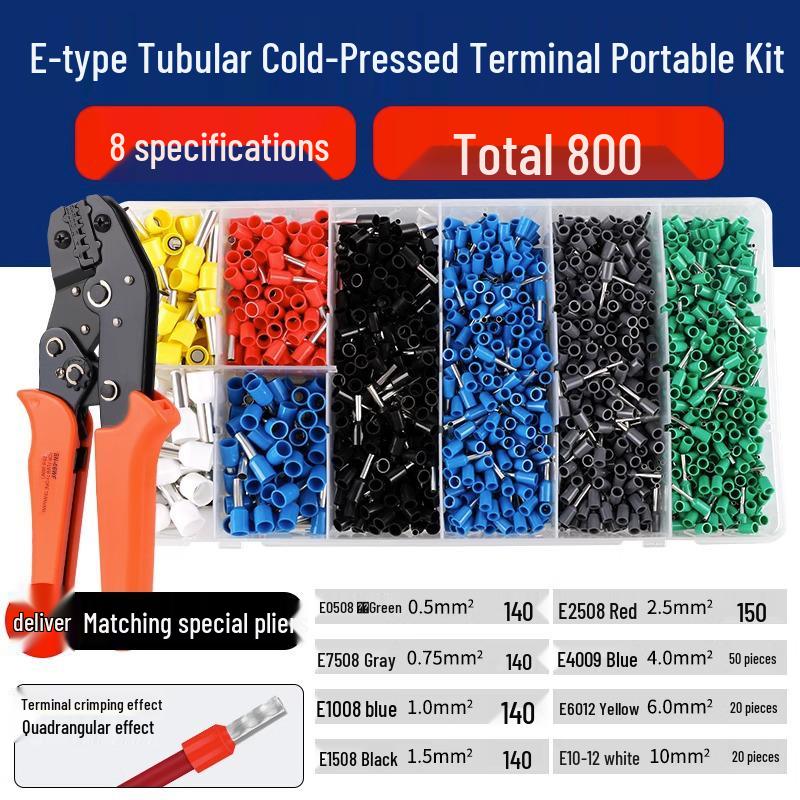 Tubular Needle Terminal Set: RV Crimp Pliers & SV/OT/UT Copper Lugs