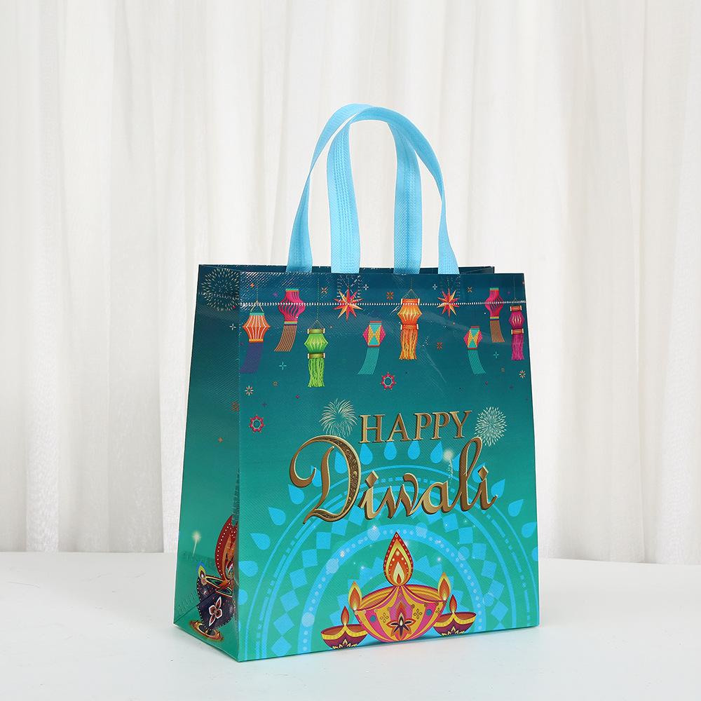 12/30pcs Happy Diwali Tote Bags Non Woven Reusable Goodie Bags for Gifts Classroom and Events