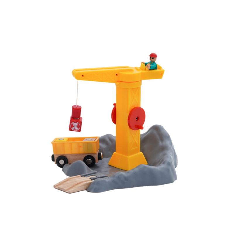 Wooden Train Track Accessories Tower Crane Compatible with Thomas Brio Track All Major Brand Railway Track