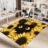 1PC Black Cat Sunflowers Anti-slip carpet, suitable for Office, bedroomand playrooms. It can also be used as a sofa footrest cover-W93