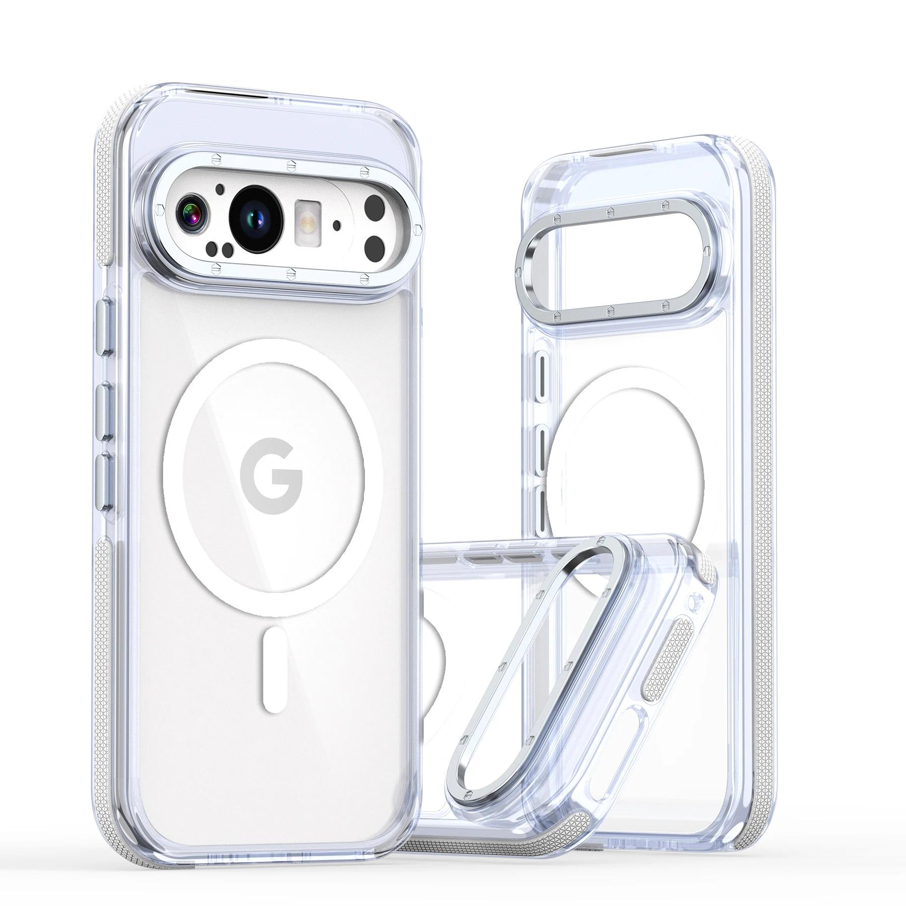 

Роскошный Высокопрозрачный Чехол для Телефона для Google Pixel 10 9 Pro XL 10Pro 5G для Magsafe Магнитной Беспроводной Зарядки Ударопрочный Чехол Google Pixel 9 белый