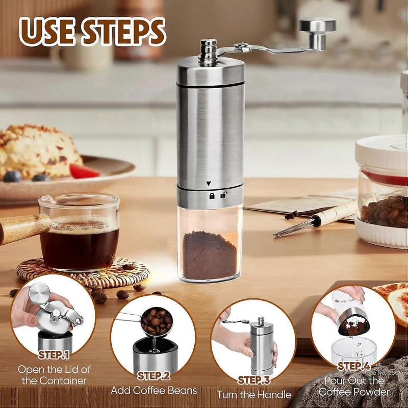 Coffee Grinder Manual Hand Coffee Bean Grinder Mini Coffee Hand Grinder Portable with Adjustable Grind Size  for Home Travel Office