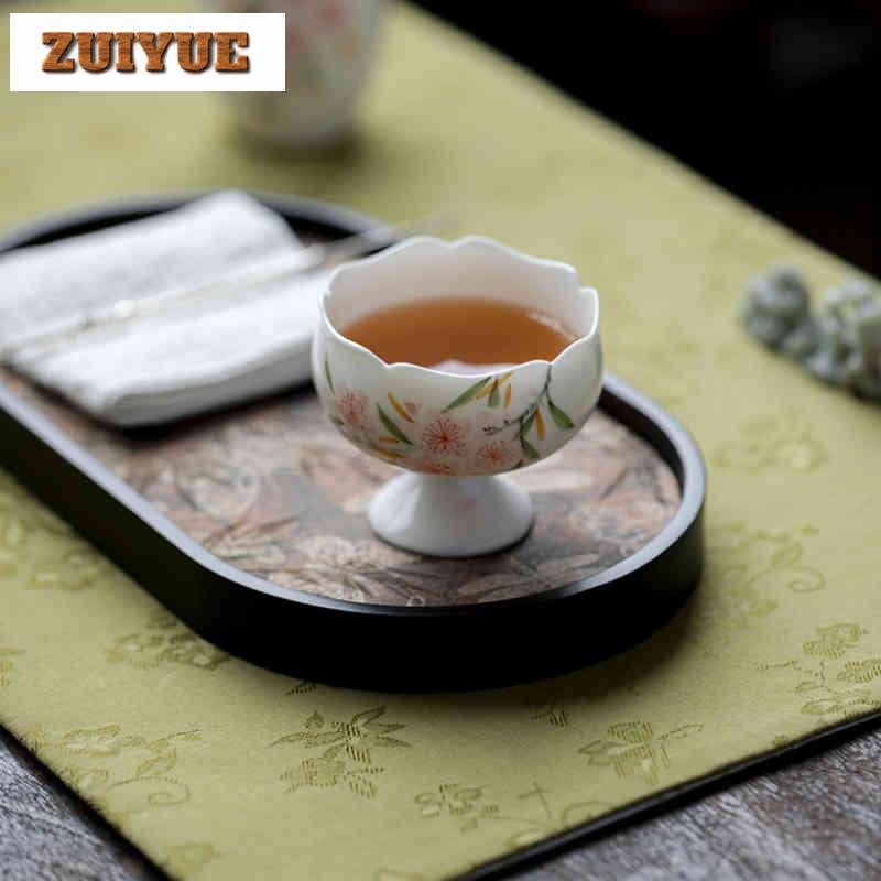 2pc/lot Hand-painted Peach Blossom Teacup Antique Tea Bowl Water Jug Tea-tasting Fragrance Cup Chazhan Master Cups Tea Set 70ml