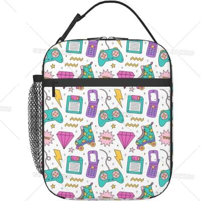 Skates Game Theme Insulated Lunch Bag for Women Men Diamond Mobile Phone Reusable Lunch Box Cooler Bag for Office Picnic