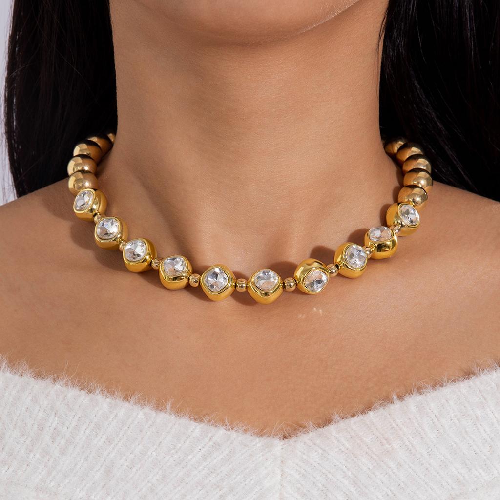Letter Splicing Collarbone Chain European and American Style Geometric Rectangular Necklace Necklace Necklace Jewelry Women