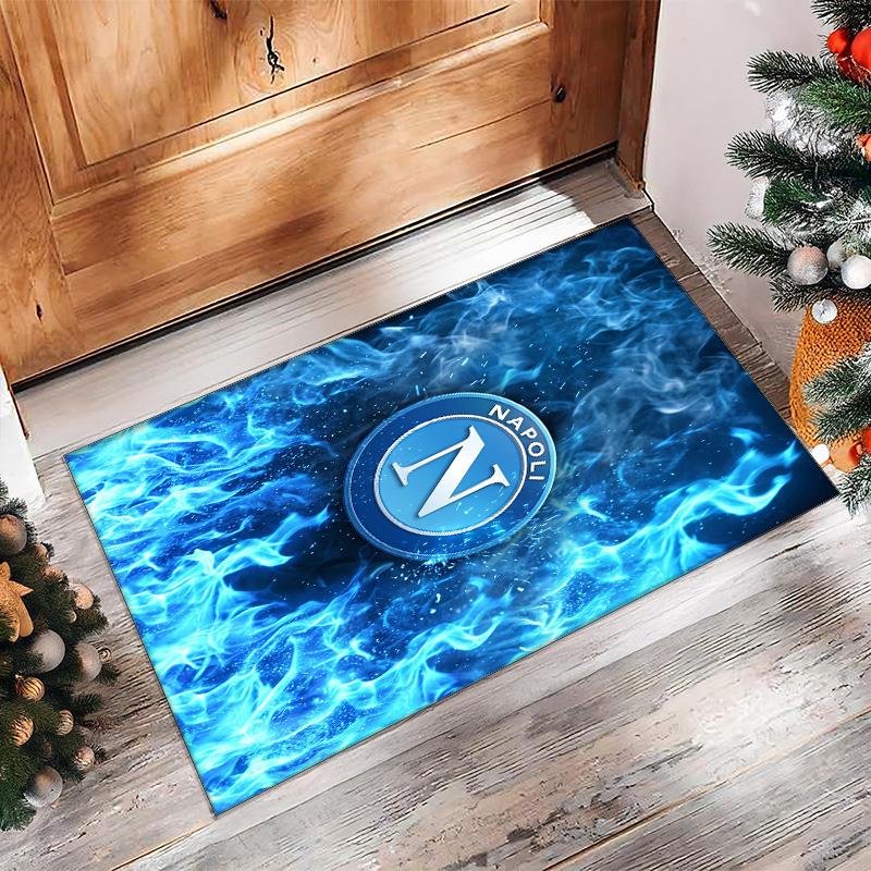 Napoli FC Soccer Football Pattern Soft Area Rug Non Slip Indoor Floor Carpet Sports Decor Mat for Bedroom