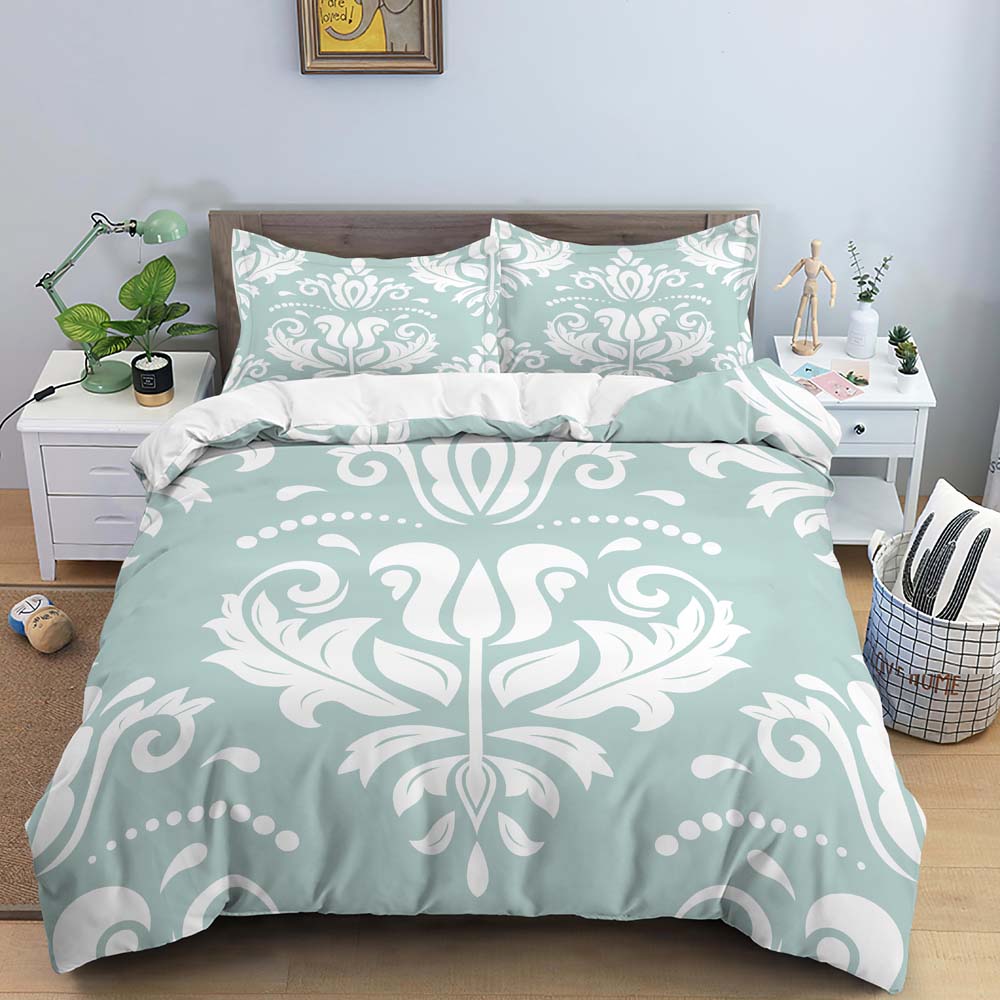Flower Leaves Duvet Cover Set Fashion Pattern Print Polyester Comforter Covers with Pillow Case King Queen Twin Size Bedding Set