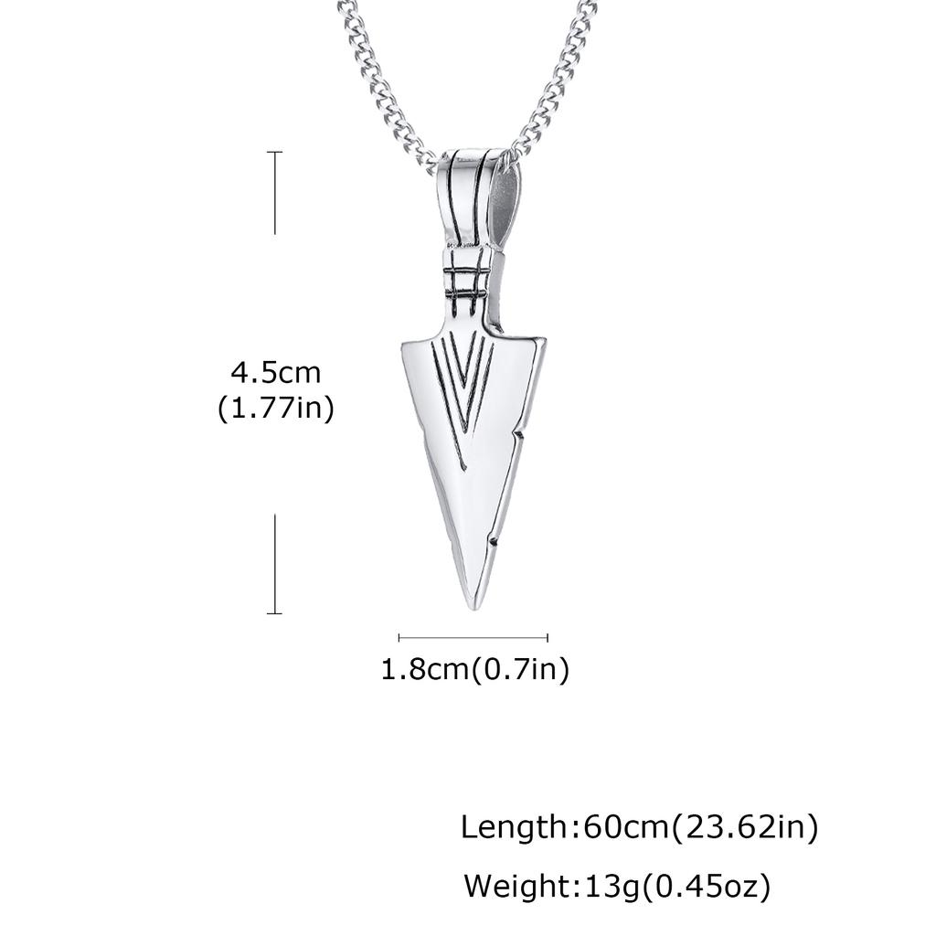 Vintage Viking Spearhead Necklace Stainless Steel Triangular Arrow Pendant Talisman Jewelry Gift for Men