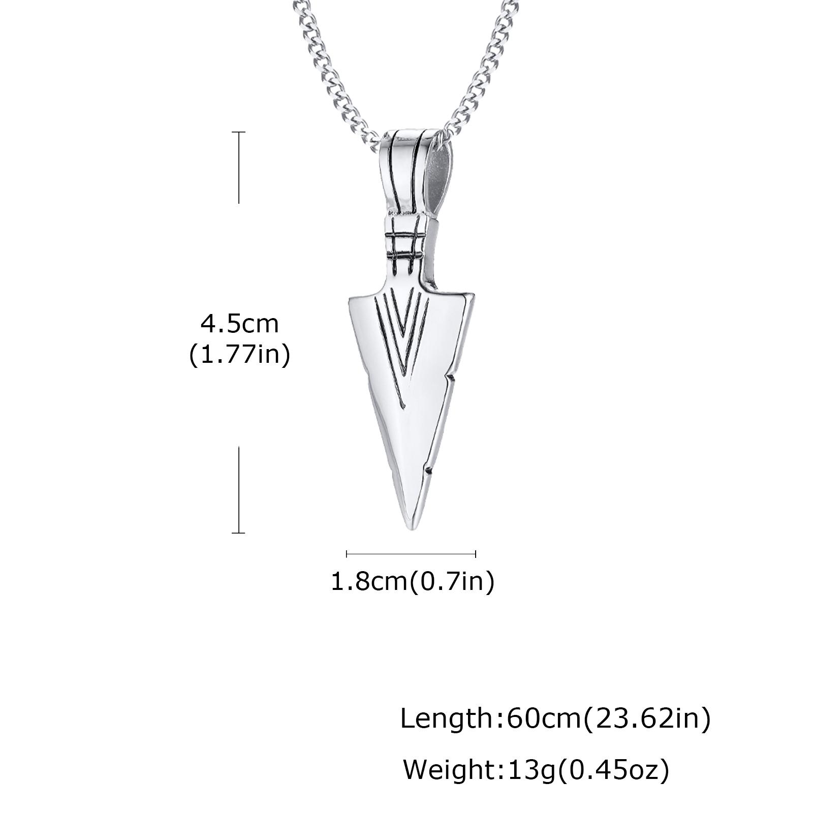 

Vintage Viking Spearhead Necklace Stainless Steel Triangular Arrow Pendant Talisman Jewelry Gift for Men 60cm